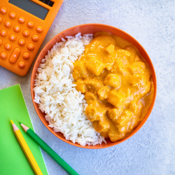 Nourish + Green. Fragrant Chicken Curry with Fluffy Rice
