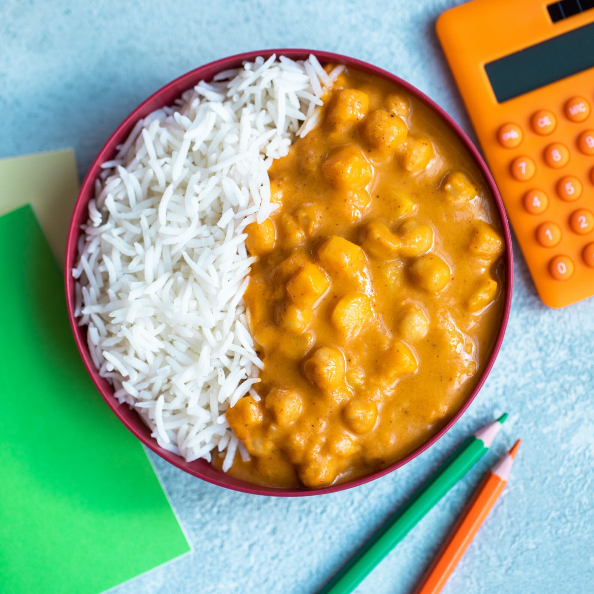 Nourish + Green. Vegan Chickpea Curry with Fluffy Rice
