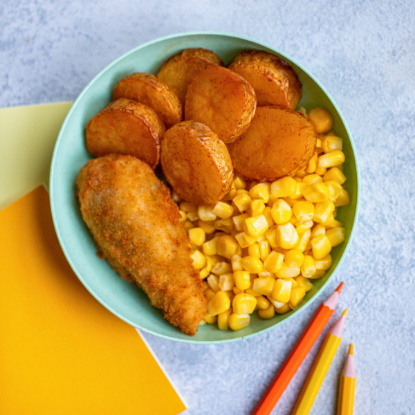 Picture of Breaded Chicken Fillet with Sweetcorn and Rustic Potatoes