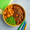 Picture of Homestyle beef with rustic potatoes and green peas